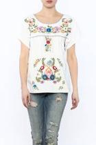  Cream Embroidered Top
