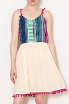  Pom Strap Embo Dress