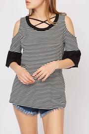  Cold-shoulder Ruffle-sleeve Top