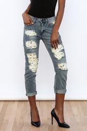  Lace Cut Off Boyfriend Jeans