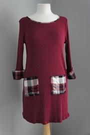  Burgundy Plaid-detail Dress