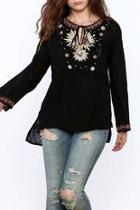  Black Embroidered Tunic Blouse