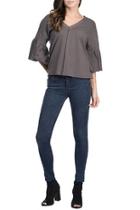  Bell-sleeve Jersey-top, Charcoal