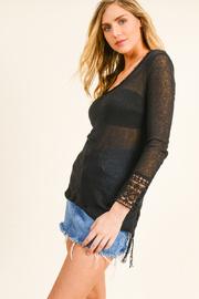  Fringe Hem Crochet Sweater