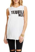  Tequila Helps Side Slit Cotton Slub Tank