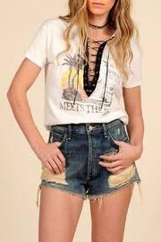  Graphic Lace Up Tee