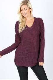  Plum Waffle Sweater