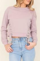  Cropped Side-lace Sweatshirt