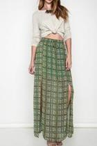  Green Printed Maxi Skirt