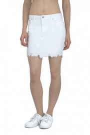  Distressed Hem 5 Pocket Denim Skirt