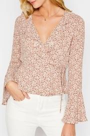  Printed Ruffle Wrap-top