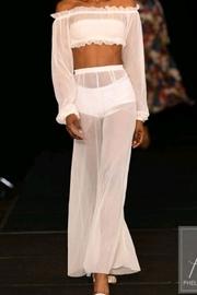  Kiki White Mesh Palazzo Pants Set