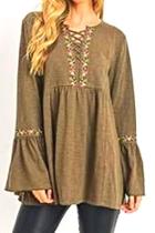  Embroidery Bell-sleeve Tunic