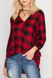  Surplice Plaid Top