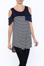  Stripe Cold Shoulder Tunic