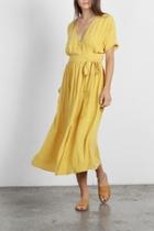  Yellow Wrap Midi-dress