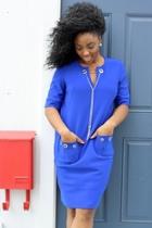  Short-sleeve Blue Dress