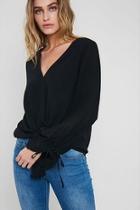  V-neck Tie Blouse