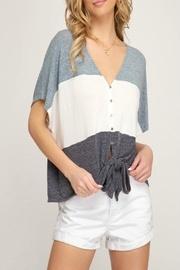  Color-block Front-tie Top