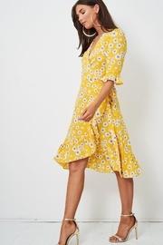  Yellow Floral Wrap Dress