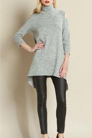  Mock Open Shldr Tunic Sweater