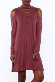  Wine Lace-up Dress