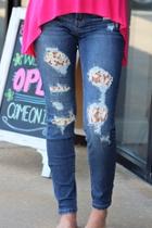  Lace Patch Skinny Jeans