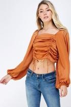  Satin Drawstring Top