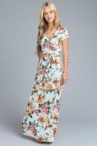  Floral Short-sleeve Maxi-dress