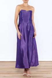  Purple Strapless Silk Dress