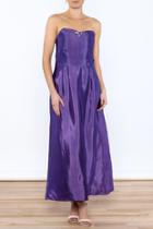  Purple Strapless Silk Dress