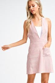  Striped Pocket Overall Dress