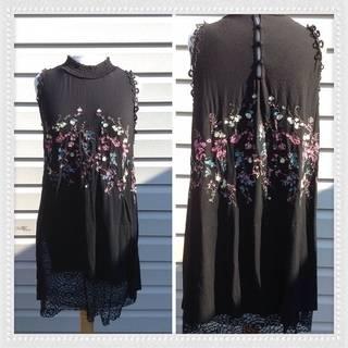  Black Embroidered Tank