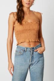  Tie Shoulder Smocked Top