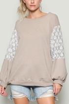 Lace Sleeve Sweatshirt