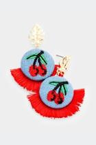  Cherry Embroidered Earrings
