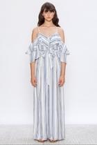  Striped Cold-shoulder Jumpsuit