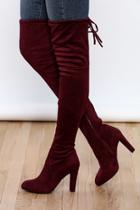  Faux Suede Over The Knee Boot