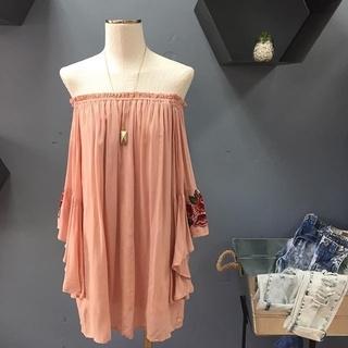  Embroidered Off The Shoulder Dress