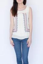  Ivory Embroidered Tank