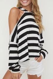  One-shoulder Striped Hoodie