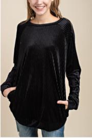  Velvet Ribbed Sweater With Pockets