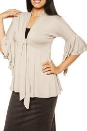  Bell-sleeve Front-tie Shrug