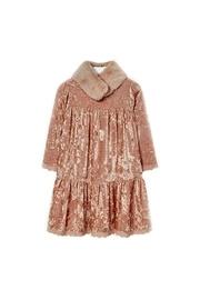  Rose-pink-crushed-velvet-dress With-removable-fur-collar