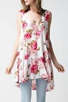  V Neck Floral Tunic
