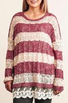 Striped Lace Sweater