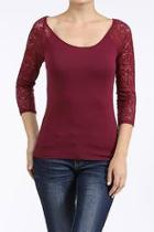  Burgundy Lace Top