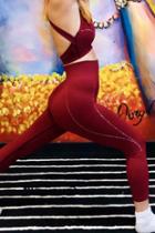  Phat Buddha Cranberry Crystal Accent Crop Leggings