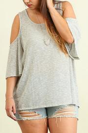  Open Shoulder Striped Top