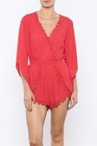  Red Bell Sleeve Romper